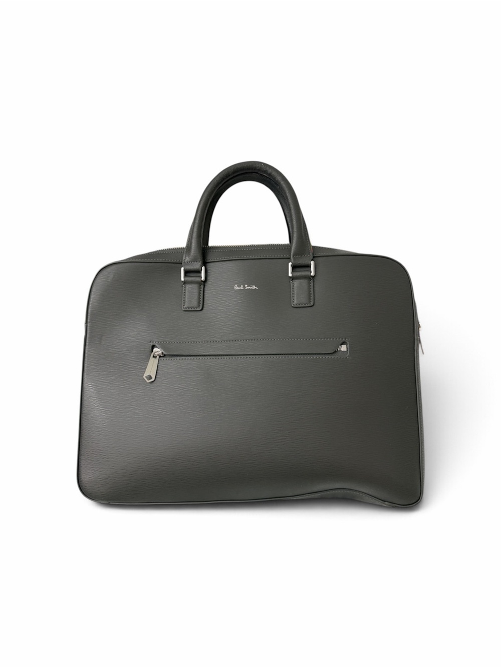 Paul Smith Dark Gray Pebbled Leather Briefcase
